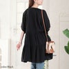 大きいサイズ レディース ティアードワッシャーミニワンピース　fem-582【メール便可】 ブラック