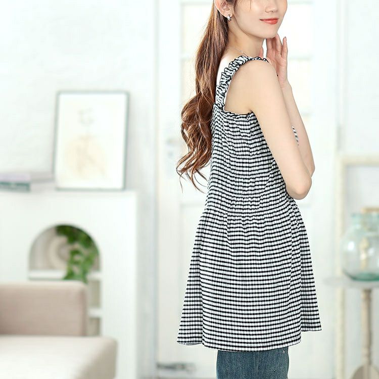 大きいサイズ レディース ボーダーシャーリングキャミビスチェ　tani-36829ll【メール便可】