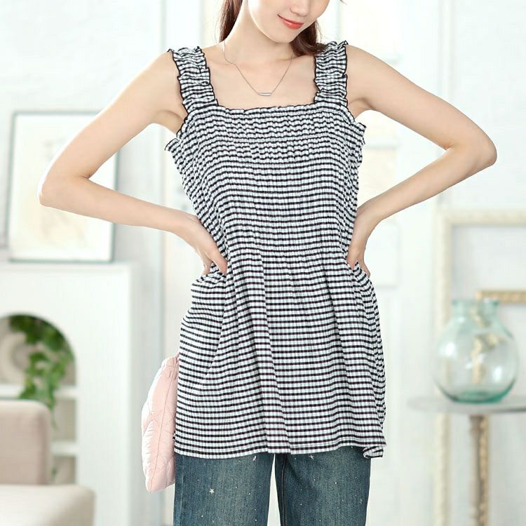 大きいサイズ レディース ボーダーシャーリングキャミビスチェ　tani-36829ll【メール便可】