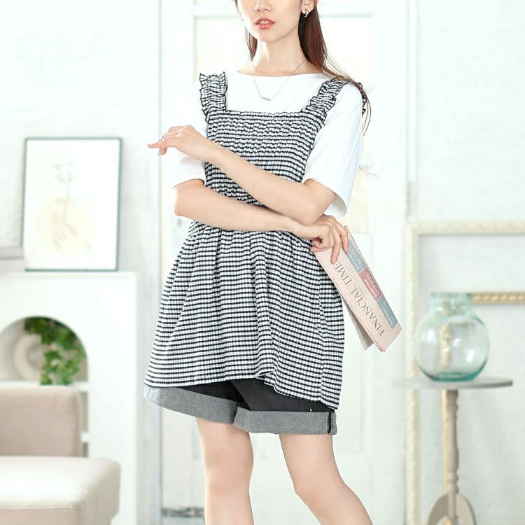 大きいサイズ レディース ボーダーシャーリングキャミビスチェ　tani-36829ll【メール便可】