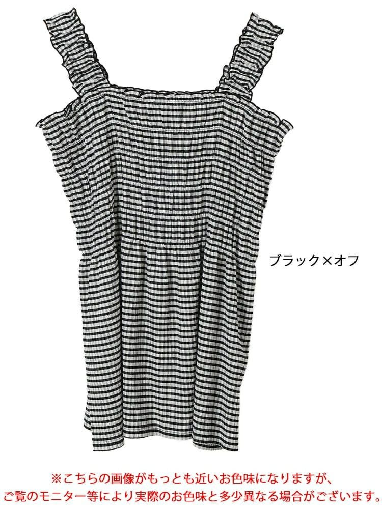 大きいサイズ レディース ボーダーシャーリングキャミビスチェ　tani-36829ll【メール便可】