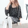 大きいサイズ レディース 花柄スクエアネックフレアスリーブチュニック　tani-36921ll 【メール便可】 ブラック