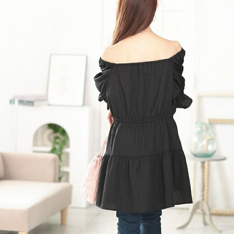 大きいサイズ レディース 2wayストライプぺプラムチュニック　tani-36918ll