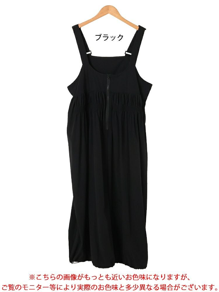 大きいサイズ レディース ウエストシャーリングサロペットパンツ　nw-25030