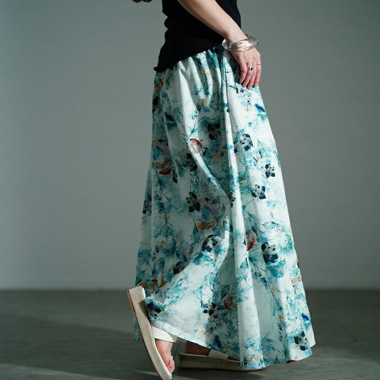 大きいサイズ レディース 花柄フレアスカート　nw-25026【メール便可】