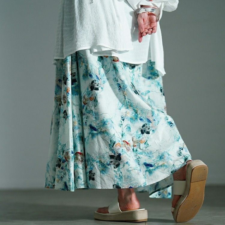 大きいサイズ レディース 花柄フレアスカート　nw-25026【メール便可】