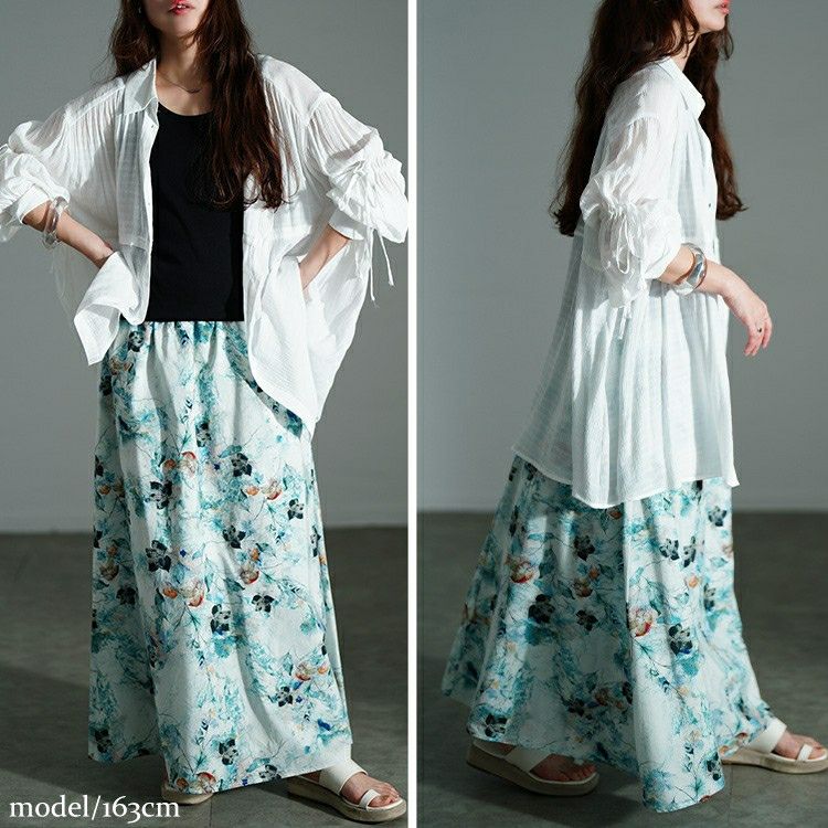 大きいサイズ レディース 花柄フレアスカート　nw-25026【メール便可】