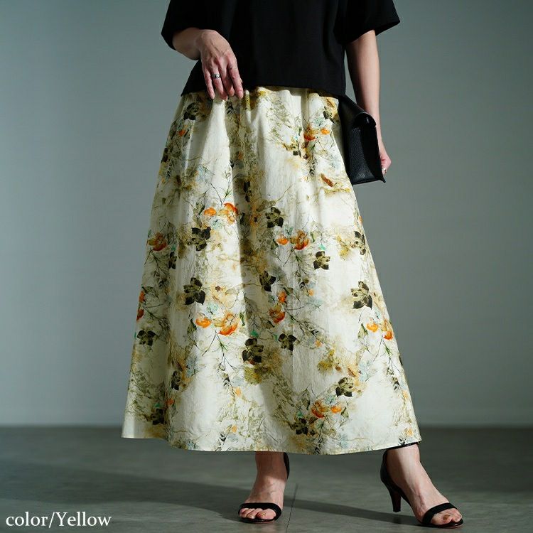 大きいサイズ レディース 花柄フレアスカート　nw-25026【メール便可】