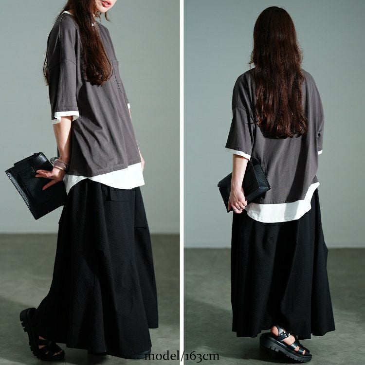 大きいサイズ レディース ランダムタックスカート　nw-25024