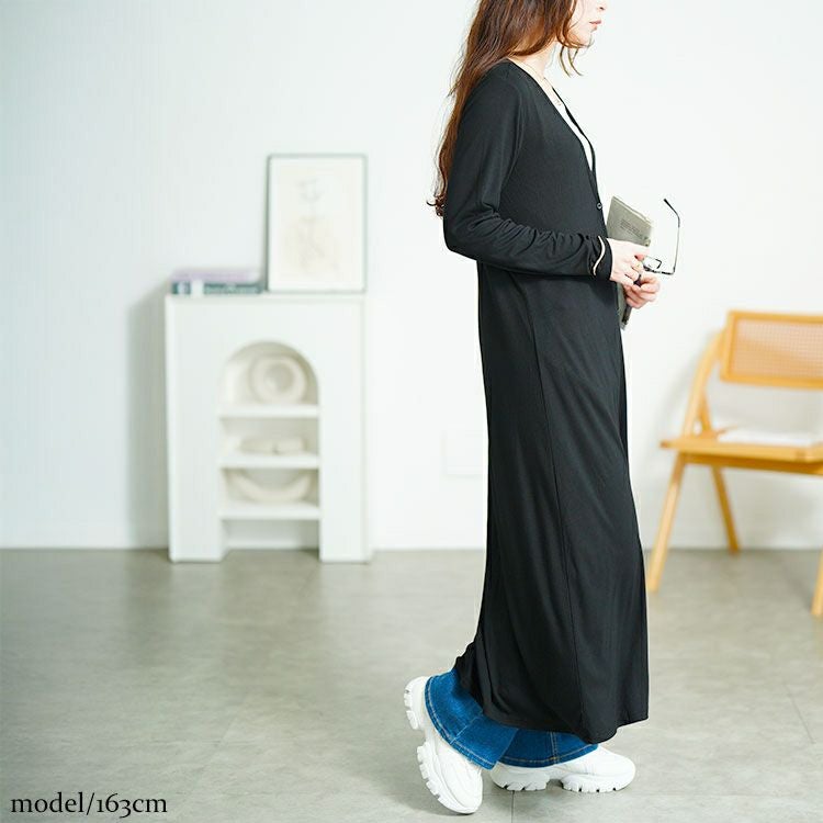 大きいサイズ レディース ロング丈Vネックカーディガン　goldy-1672【メール便可】