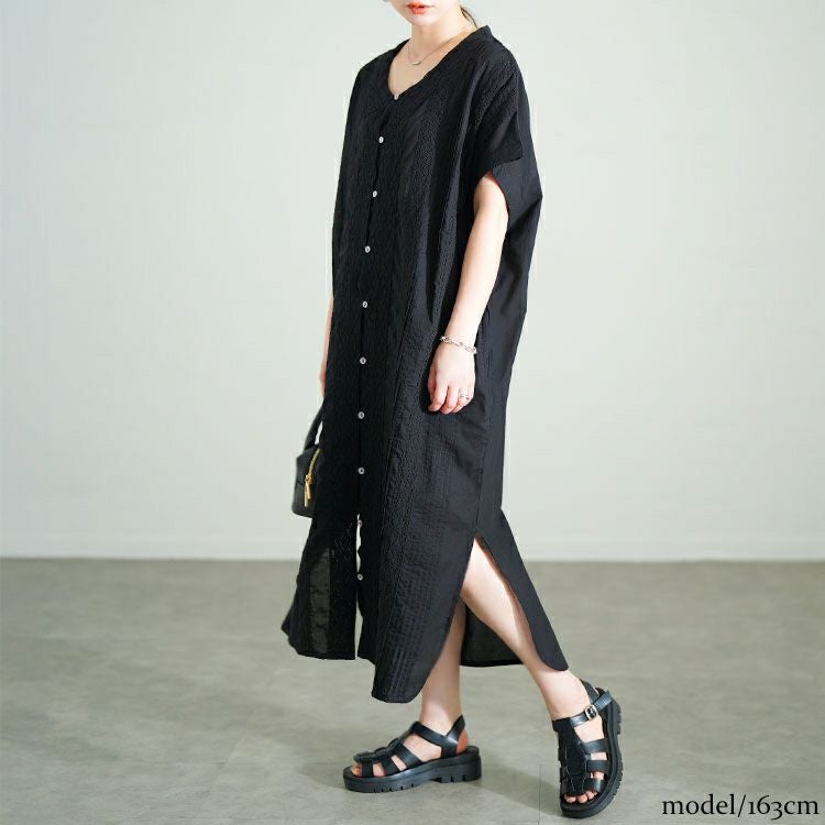 大きいサイズ レディース レース模様ドルマンシャツワンピース　kt-24mi6