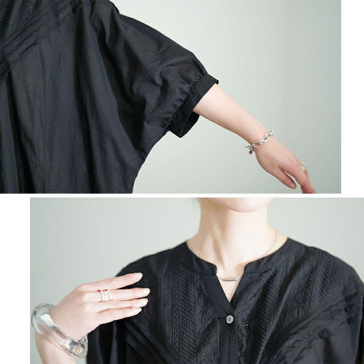 大きいサイズ レディース キーネックドルマンシャツ　kt-24mi8【メール便可】