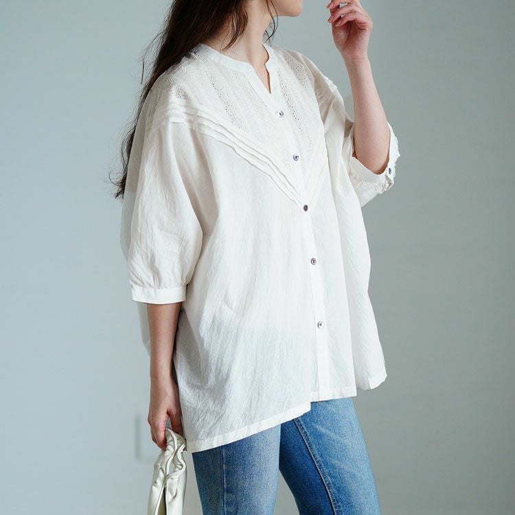 大きいサイズ レディース キーネックドルマンシャツ　kt-24mi8【メール便可】