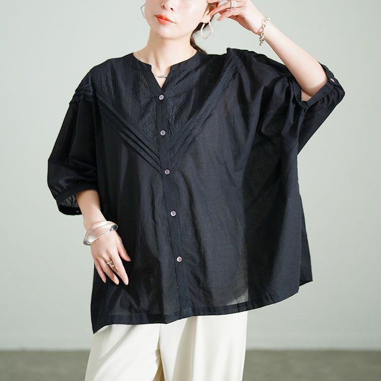 大きいサイズ レディース キーネックドルマンシャツ　kt-24mi8【メール便可】