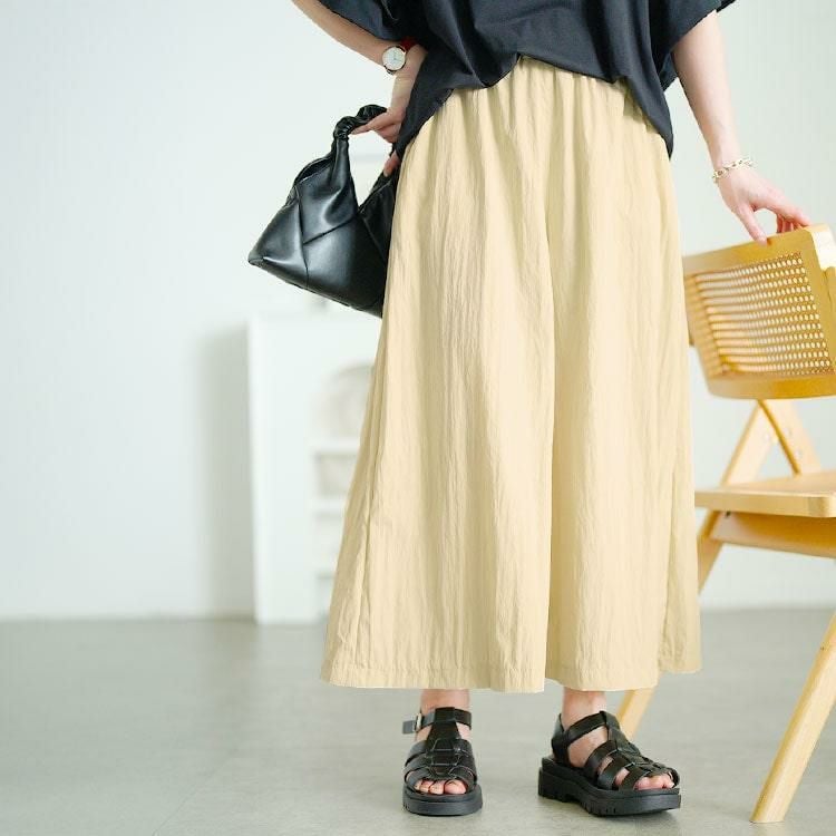 大きいサイズ レディース タックギャザーワイドパンツ　goldy-1669【メール便可】 アイボリー