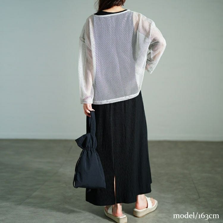 大きいサイズ レディース メッシュプルオーバー＆ノースリーブワンピース2点セット　tog-1048