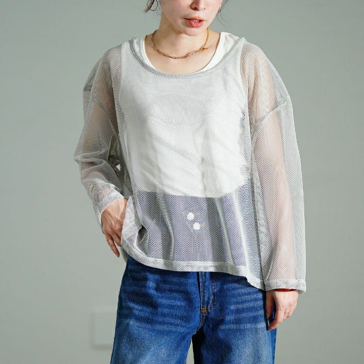 大きいサイズ レディース メッシュプルオーバー＆ノースリーブワンピース2点セット　tog-1048