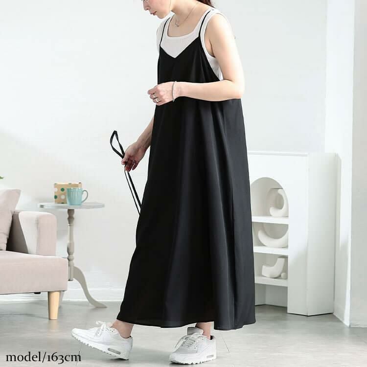 大きいサイズ レディース 後レースアップキャミワンピース　tog-1050 【メール便可】 ブラック