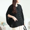 大きいサイズ レディース 透かし編みドルマンニットカーディガン　sum-0012 ブラック