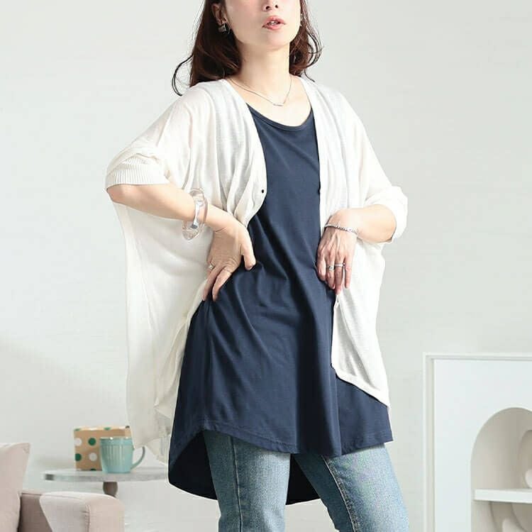 大きいサイズ レディース コットンロングタックトップ　kt-4407 【メール便可】