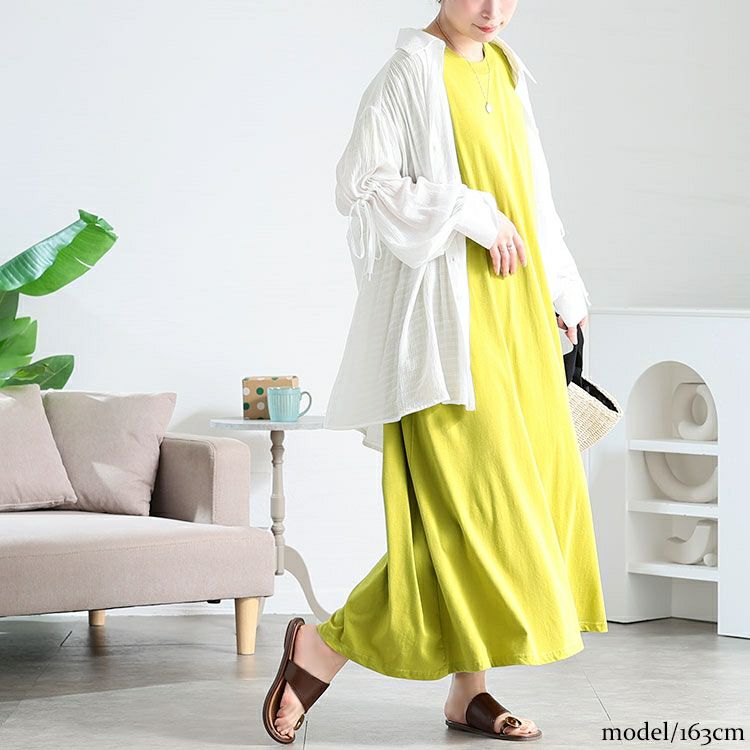 大きいサイズ レディース ラウンドネックコットンフレアワンピース　kt-4408