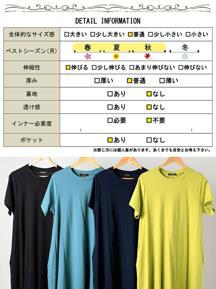 大きいサイズ レディース ラウンドネックコットンフレアワンピース　kt-4408