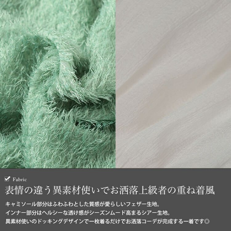 大きいサイズ レディース フリンジキャミドッキングチュニック　fem-581 【メール便可】