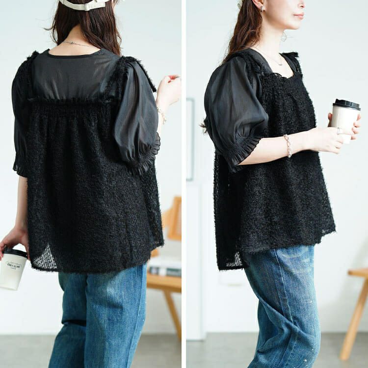 大きいサイズ レディース フリンジキャミドッキングチュニック　fem-581 【メール便可】