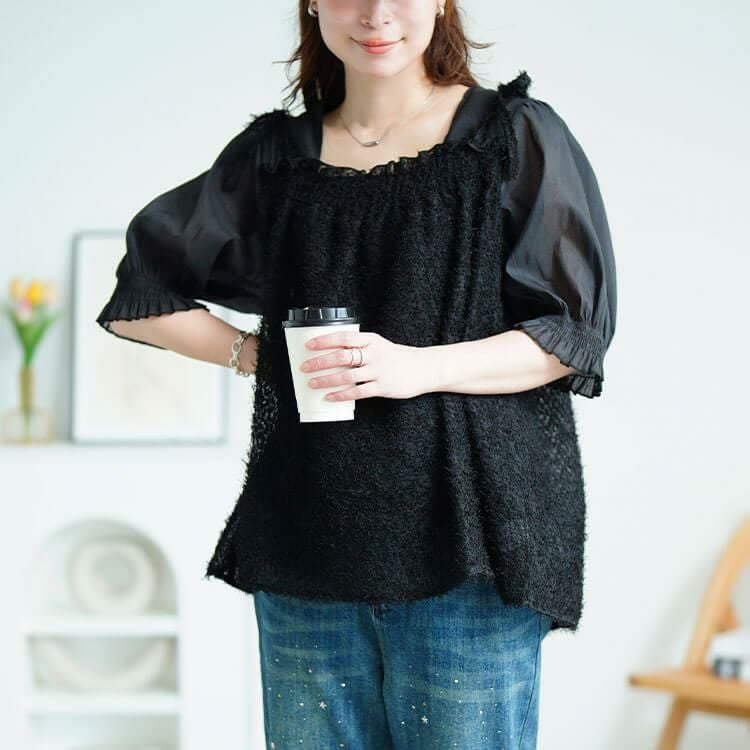 大きいサイズ レディース フリンジキャミドッキングチュニック　fem-581 【メール便可】 ブラック