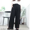 大きいサイズ レディース ストレッチツイルタックセミワイドパンツ　fem-555 ブラック