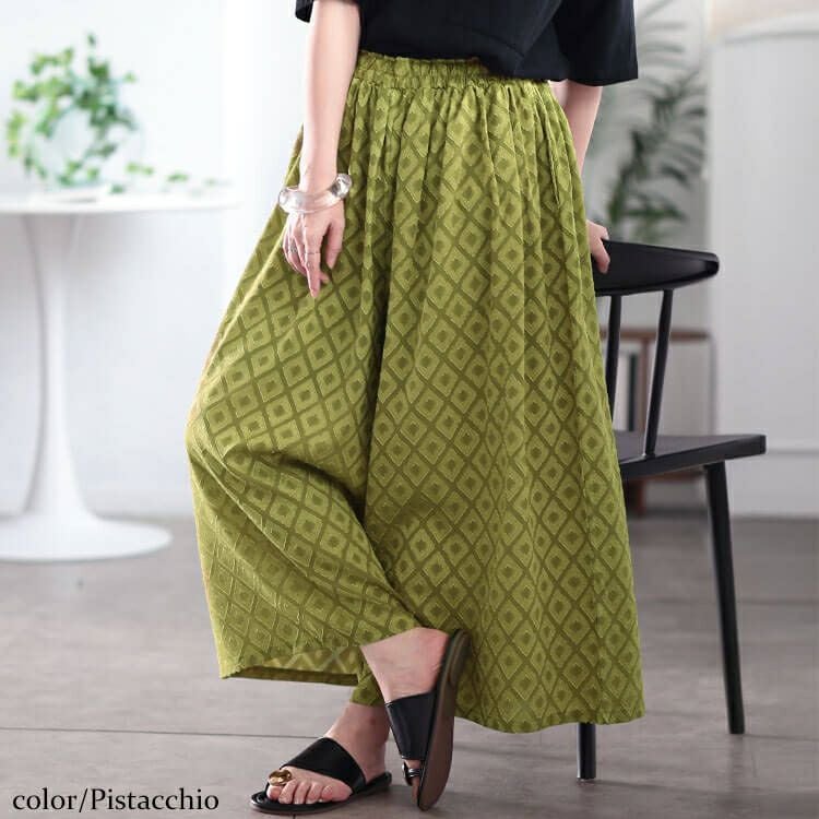 大きいサイズ レディース ダイヤ柄ジャガードスカーチョ　maru-30185 【メール便可】