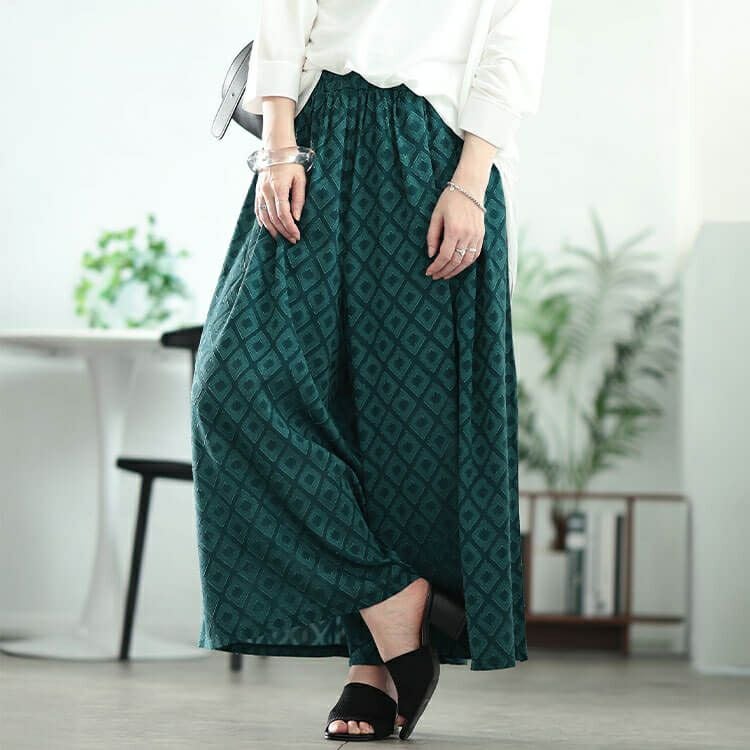 大きいサイズ レディース ダイヤ柄ジャガードスカーチョ　maru-30185 【メール便可】