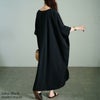 大きいサイズ レディース 楊柳Vネック裾ドロストドルマンワンピース　maru-30182 【メール便可】 ブラック