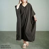 大きいサイズ レディース 楊柳Vネック裾ドロストドルマンワンピース　maru-30182 【メール便可】 カーキ