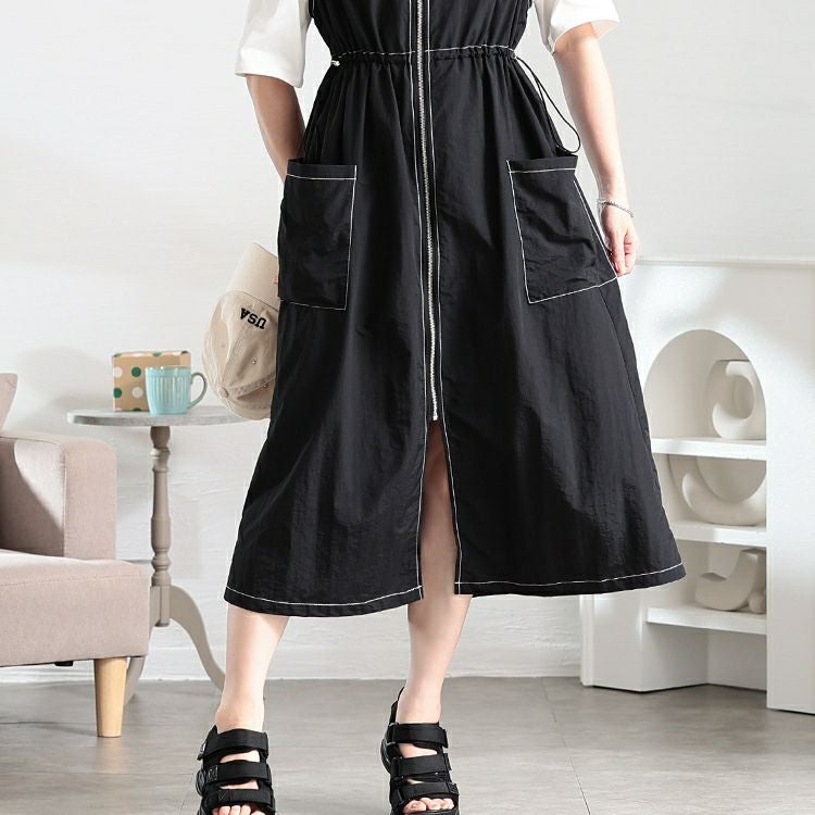 大きいサイズ レディース ナイロン配色ステッチジャンパースカート　tog-1038 【メール便可】