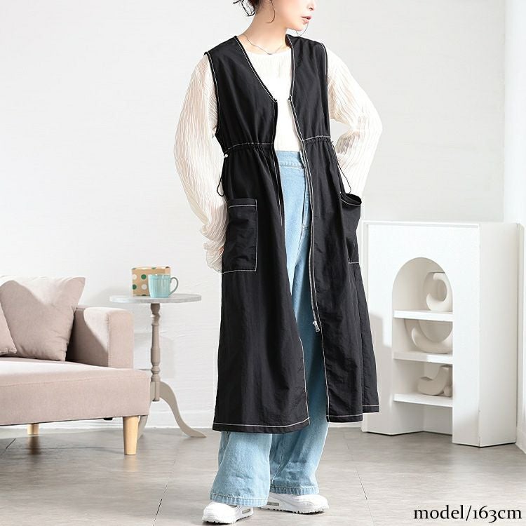 大きいサイズ レディース ナイロン配色ステッチジャンパースカート　tog-1038 【メール便可】