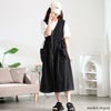 大きいサイズ レディース ナイロン配色ステッチジャンパースカート　tog-1038 【メール便可】 ブラック