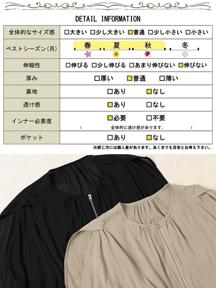 大きいサイズ レディース 裾ドロストノースリーブZIPベスト　tog-1037 【メール便可】