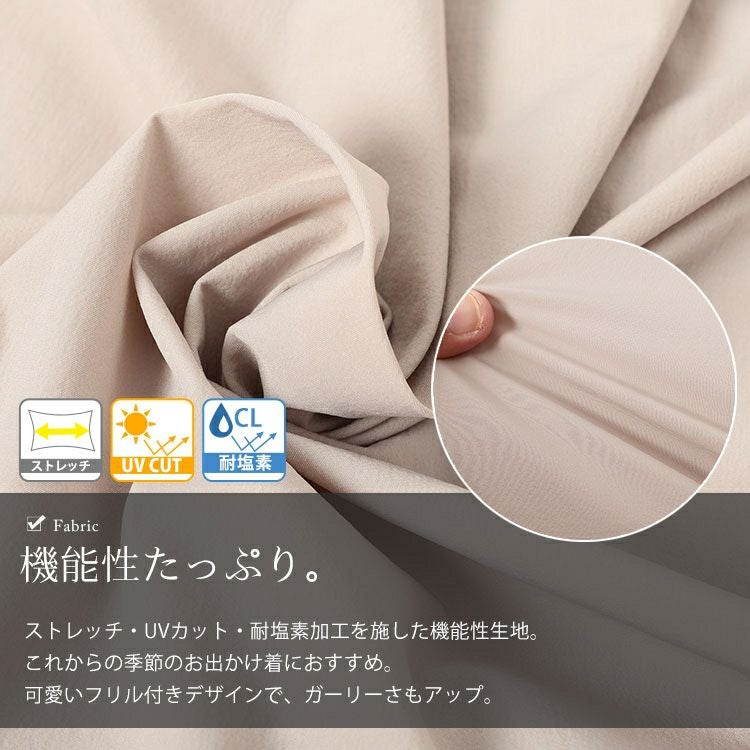 大きいサイズ レディース UVカット＆耐塩素裾フリルラッシュガード　mnfk-858302