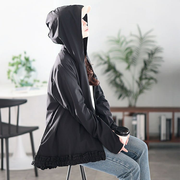 大きいサイズ レディース UVカット＆耐塩素裾フリルラッシュガード　mnfk-858302