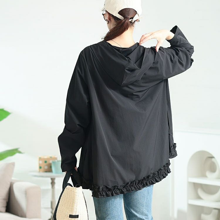 大きいサイズ レディース UVカット＆耐塩素裾フリルラッシュガード　mnfk-858302