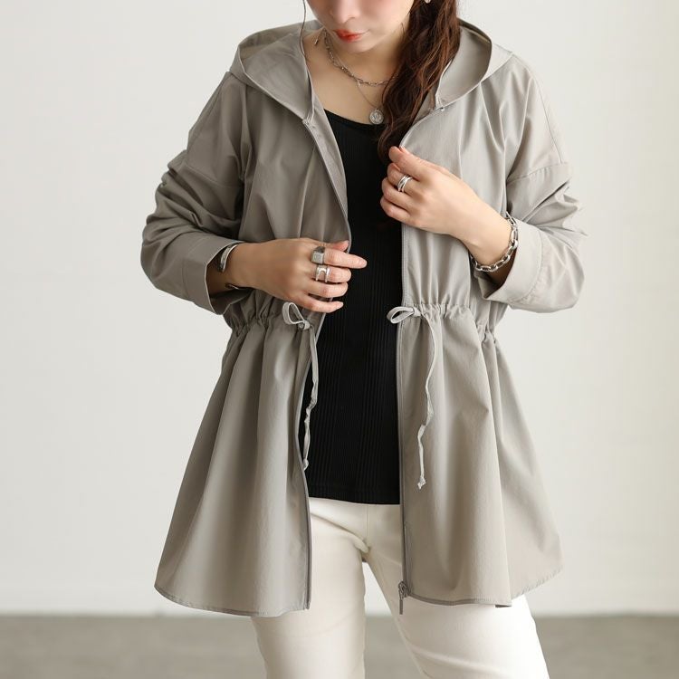 大きいサイズ レディース UVカット＆耐塩素ドロストラッシュガード　mnfk-858301 グレー