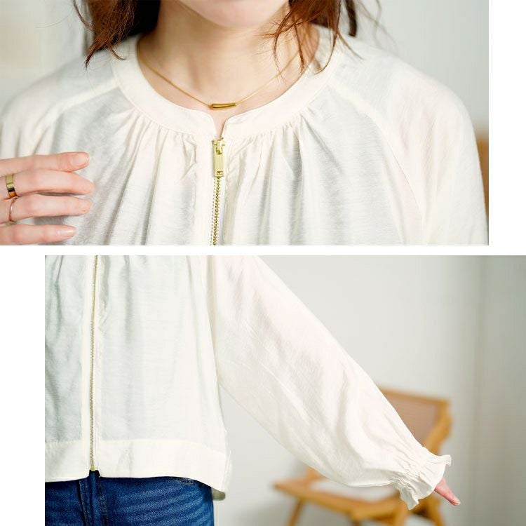 大きいサイズ レディース キャンディースリーブバックギャザーブルゾン　mnfk-858103【メール便可】