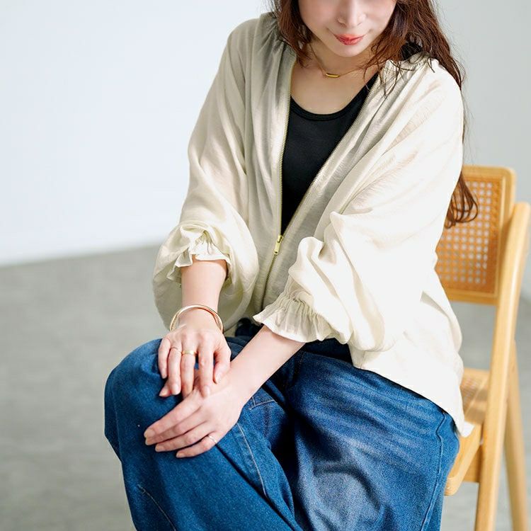 大きいサイズ レディース キャンディースリーブバックギャザーブルゾン　mnfk-858103【メール便可】