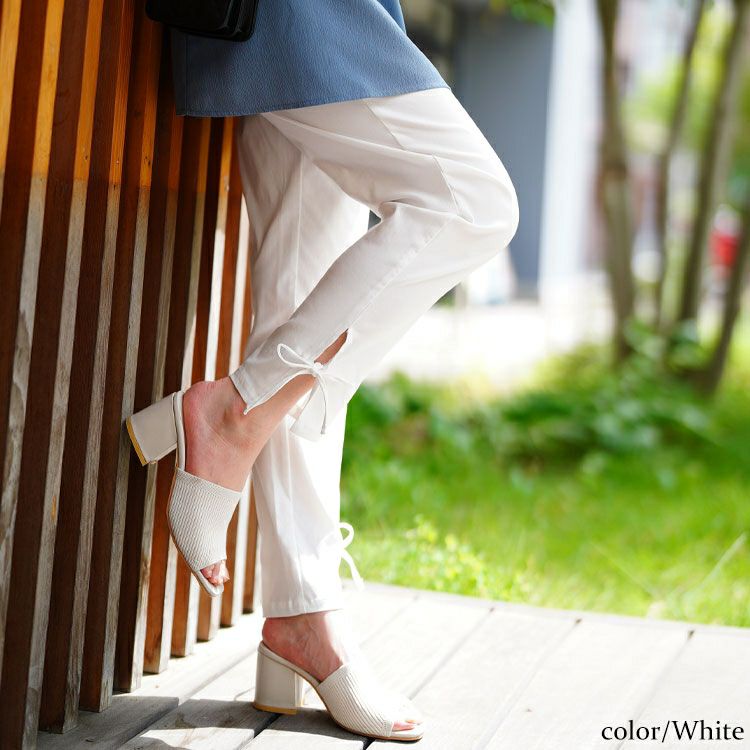 大きいサイズ レディース 裾スリットリボンストレッチスキニーパンツ　tog-1054 【メール便可】