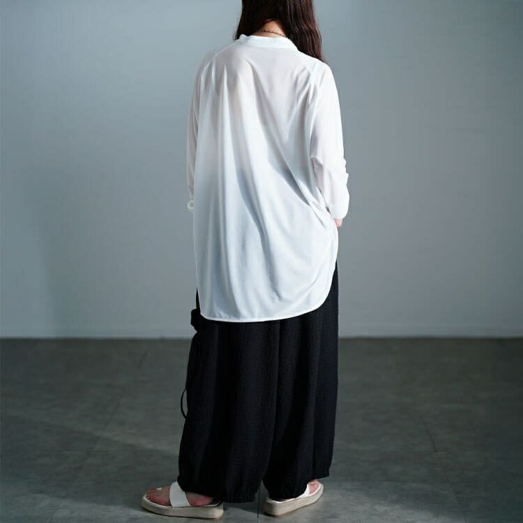 大きいサイズ レディース サッカー裾ギャザーワイドパンツ　nw-25033