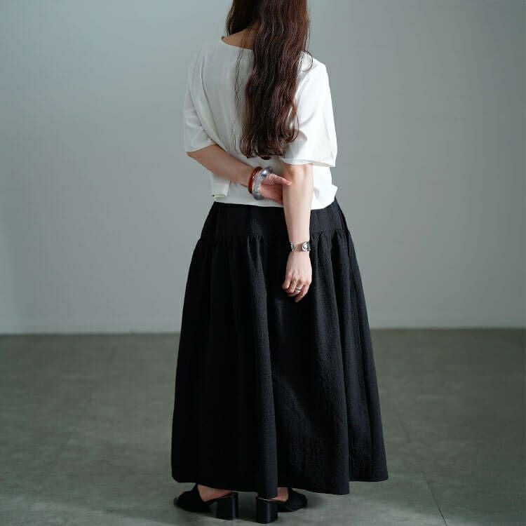 大きいサイズ レディース サッカー切り替えフレアスカート　nw-25032