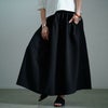 大きいサイズ レディース サッカー切り替えフレアスカート　nw-25032 ブラック
