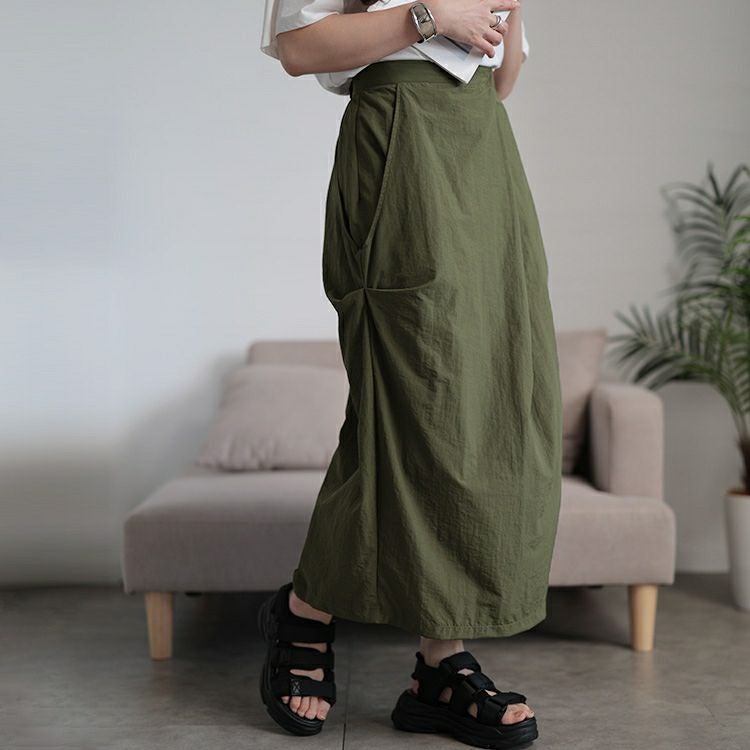 大きいサイズ レディース フロントタックナイロンナロースカート　nw-25031 【メール便可】