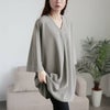大きいサイズ レディース 接触冷感Vネック胸タックチュニック　nw-25027 グレー